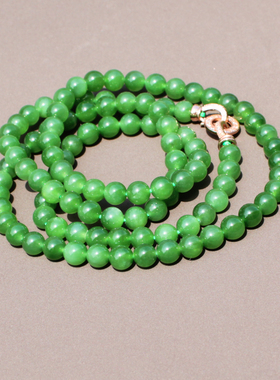 和田玉俄料正阳绿碧玉无黑点手串