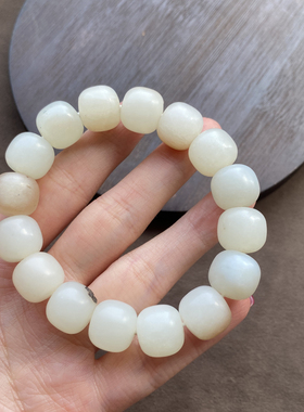 皮戈壁料白玉糖沁13mm老型珠手链