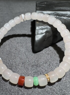 美哭了方言和田玉老坑青海料收藏级藕粉7mm直切精美18K金搭配S