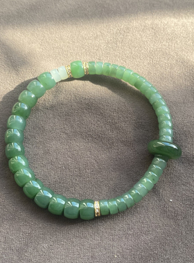 俄罗斯老坑料阳绿碧玉8m直切手串