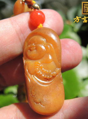 方言企业镇店之宝蒋喜黄金佛吊坠子配黄沁修型原石籽料项链新品R