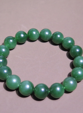 俄罗斯料菠菜绿碧玉12mm圆珠手串