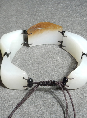 火爆方言和田玉新疆且末料糖白玉温润细腻随型手工编织手牌手串X3