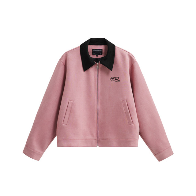 Men's American retro Detroit lapel casual jackets for men and women spring and autumn imitation suede contrasting color couple jackets