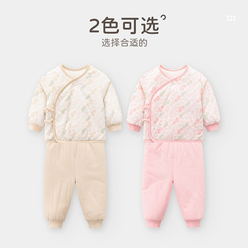 【商场同款】拉比童装套装2025新款春季男女童80g夹棉斜衿服套装