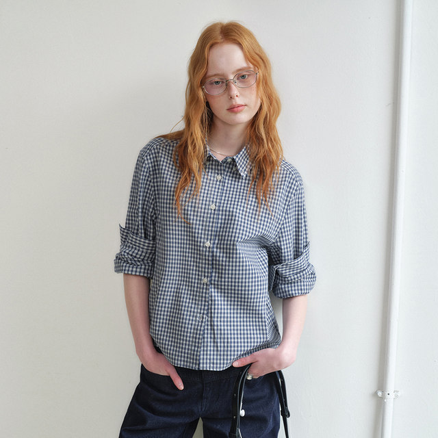 714street retro blue and white checked shirt