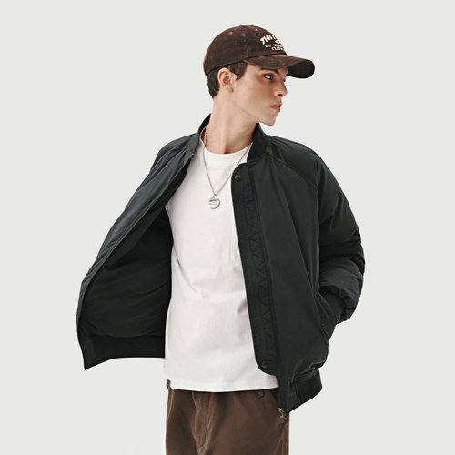 714street冬季新款美式复古ma1飞行员夹克立领棉服宽松短款外套男-图0