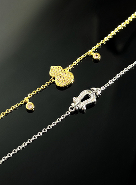 温柔氛围感粉钻葫芦手链女国潮风甜酷气质轻奢高级感马蹄扣手饰潮