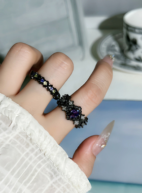 暗黑风黑色蝴蝶异形戒指女独特朋克辣妹高级感无性别风小众指环潮