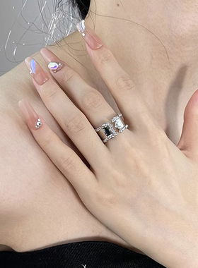 欧美气质镜面设计开口戒指女小众设计感时尚个性简约ins风指环潮