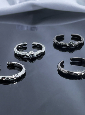 极简不规则几何素圈开口戒指女小众设计感个性时尚气质叠戴食指环