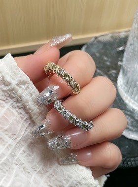 新品个性交叉橄榄绿钻轻奢开口戒指女ins冷淡风小众气质精致指环