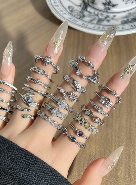 极简素圈轻奢不规则肌理几何星芒戒指女气质小众设计感独特食指戒