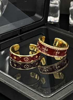 新款红色滴釉显白复古时尚开口戒指女ins小众高级感轻奢气质指环