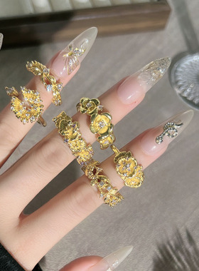 花团锦簇古风新中式花朵拉丝复古戒指女冷淡风精致轻奢时尚指环潮
