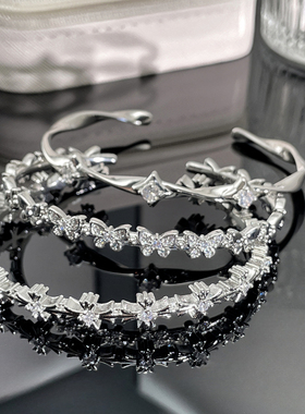 小众设计简约莫比乌斯星芒开口手镯中性风蝴蝶十字架气质百搭手环