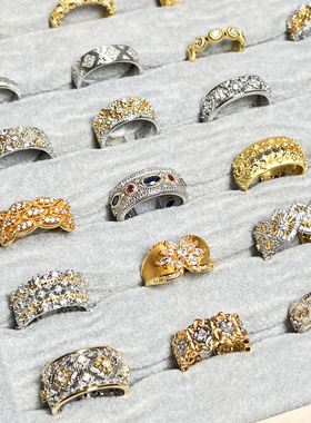 集合款复古意大利宫廷风拉丝镂空蕾丝开口戒指女时尚小众百搭指环