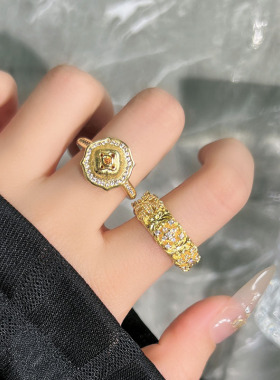 星芒不羁复古时尚爱心之箭轻奢浮雕玫瑰戒指女精致高级感甜酷指环