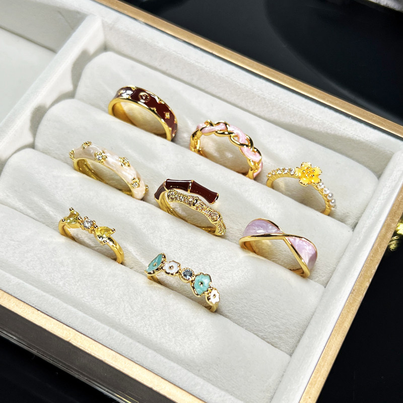 2025 New Product Niche Unique Personalized Enamel Oil Drop Ring Girls Light Luxury Fashion Versatile High-end Ring
