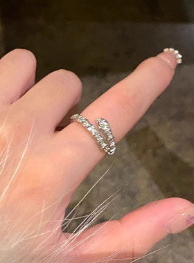 闪钻灵蛇形戒指女小众设计高级感蛇头开口指环轻奢简约百搭食指戒