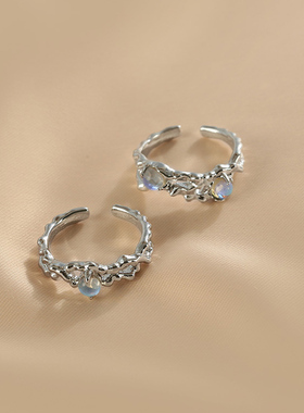 ins冷淡风荆棘月光石开口戒指女高级感小众设计食指戒潮个性指环