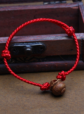 桃核编织红绳手链男女生儿童脚链