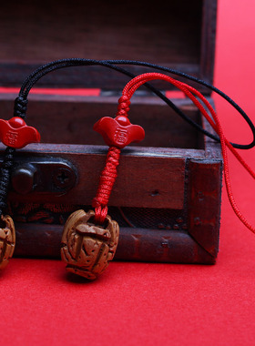 手工编织桃木男女生手机链钥匙扣