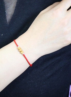 本命年编织男女生真桃木红绳手链