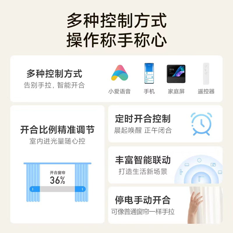 小米升级米家智能窗帘1S电动窗帘电机轨道导轨全自动开合智能家居-图0