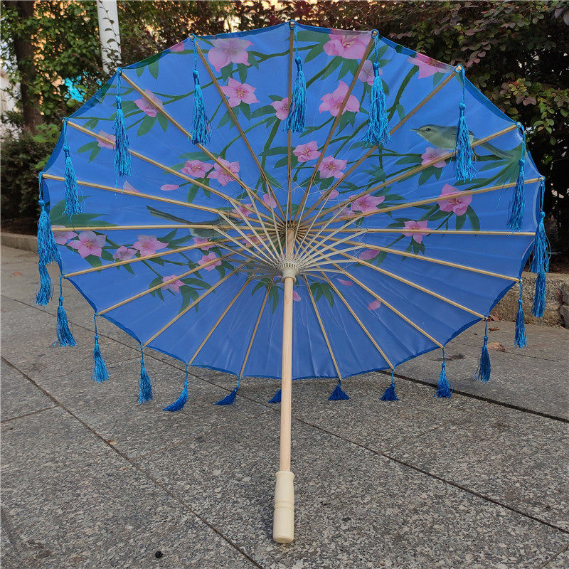 流苏带纱古装女花伞花城cos红伞动漫伞古风汉服油纸伞拍照道具伞_虎窝淘