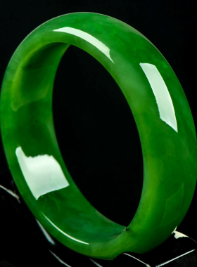 玉萌色天然和田碧玉手镯女款特价款菠菜绿福镯圆镯正品带证书送礼