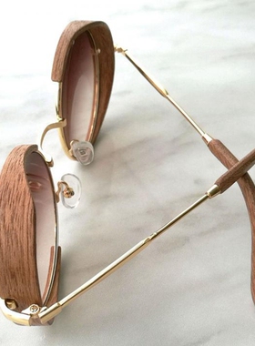 手作复古桃花心木渐变防紫外线镜