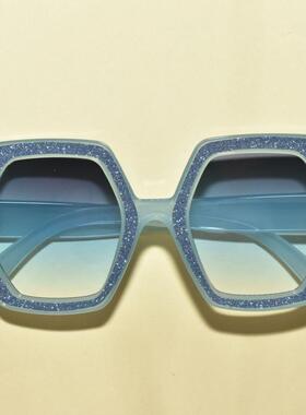 Square㊣美国代购 古着老式70年代UV400六角形闪光超大太阳眼镜
