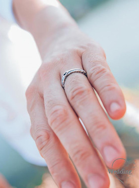 情侣纯银心形爱心情人节波浪戒指