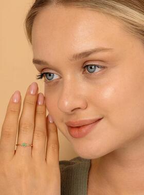 实心14K纯金翡翠镶嵌天然戒指