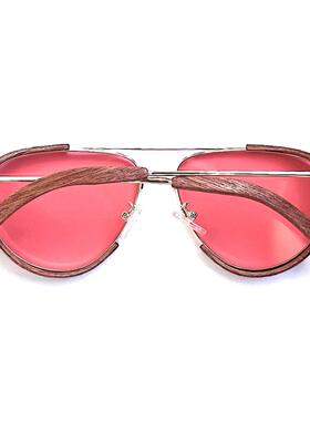 飞行员紫外线桃花心木太阳眼镜