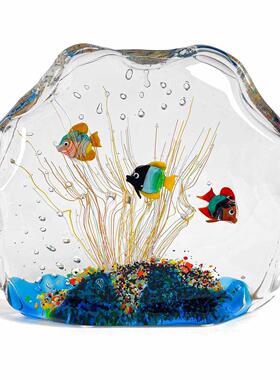 穆拉诺玻璃珊瑚礁水族馆招财摆件