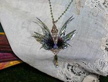 American Fairy ∞ hand for gorgeous fairytale butterfly winged fairy elfs winged crystal pendant necklace