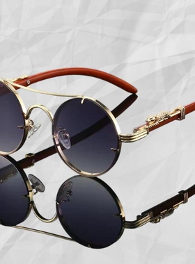 复古蒸汽朋克偏光圆形中性太阳镜