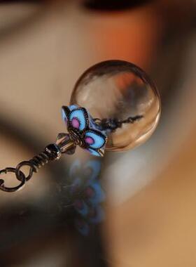 925纯银心形钥匙玻璃泡泡项链