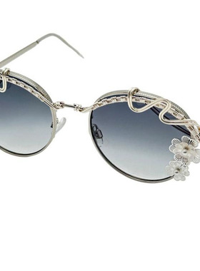 花朵金属编织绕丝女士太阳眼镜