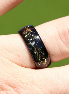 金属碎屑与黑沙内嵌碳化钨戒指