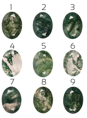 女天然绿色苔藓玛瑙戒指宝石镶嵌