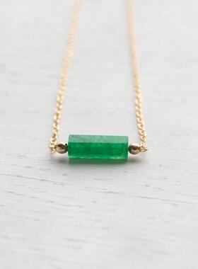 14K金填充天然翡翠祖母绿项链