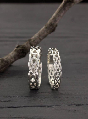 情侣纯银复古凯尔特结戒指对戒