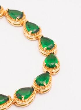 祖母绿色水钻水晶结婚新娘手链