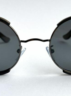 俄代手作金属框架橡木圆形太阳镜