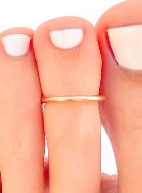 14K金简约圆形可调节脚趾环戒指