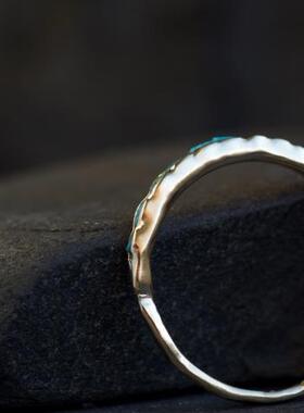 纯银14K金天然睡美人绿松石戒指