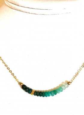 纯银黄金填充女天然祖母绿项链